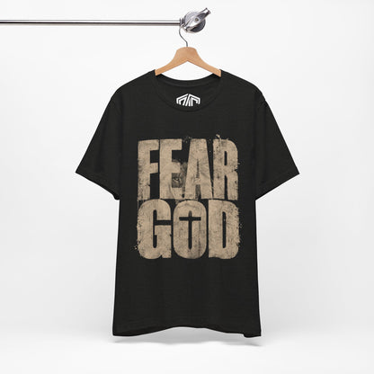 Fear God T-Shirt — Rustic Cross Faith Tee for Christians, Inspirational Religious Apparel