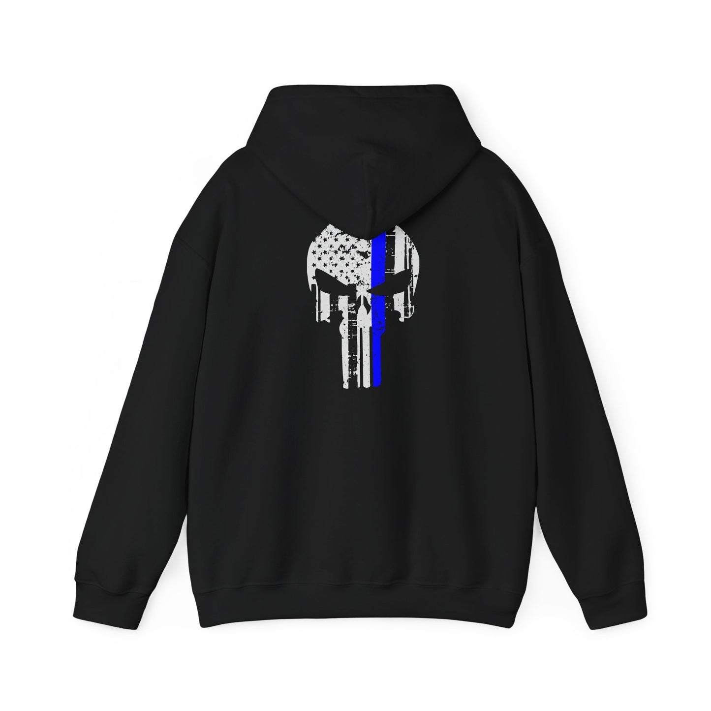 Punisher Skull Hoodie with Thin Blue Line Police Tribute