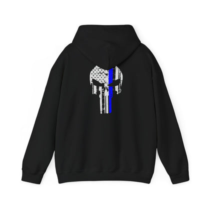 Punisher Skull Hoodie with Thin Blue Line Police Tribute