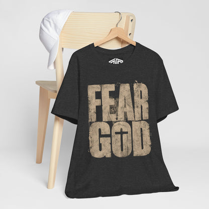 Fear God T-Shirt — Rustic Cross Faith Tee for Christians, Inspirational Religious Apparel
