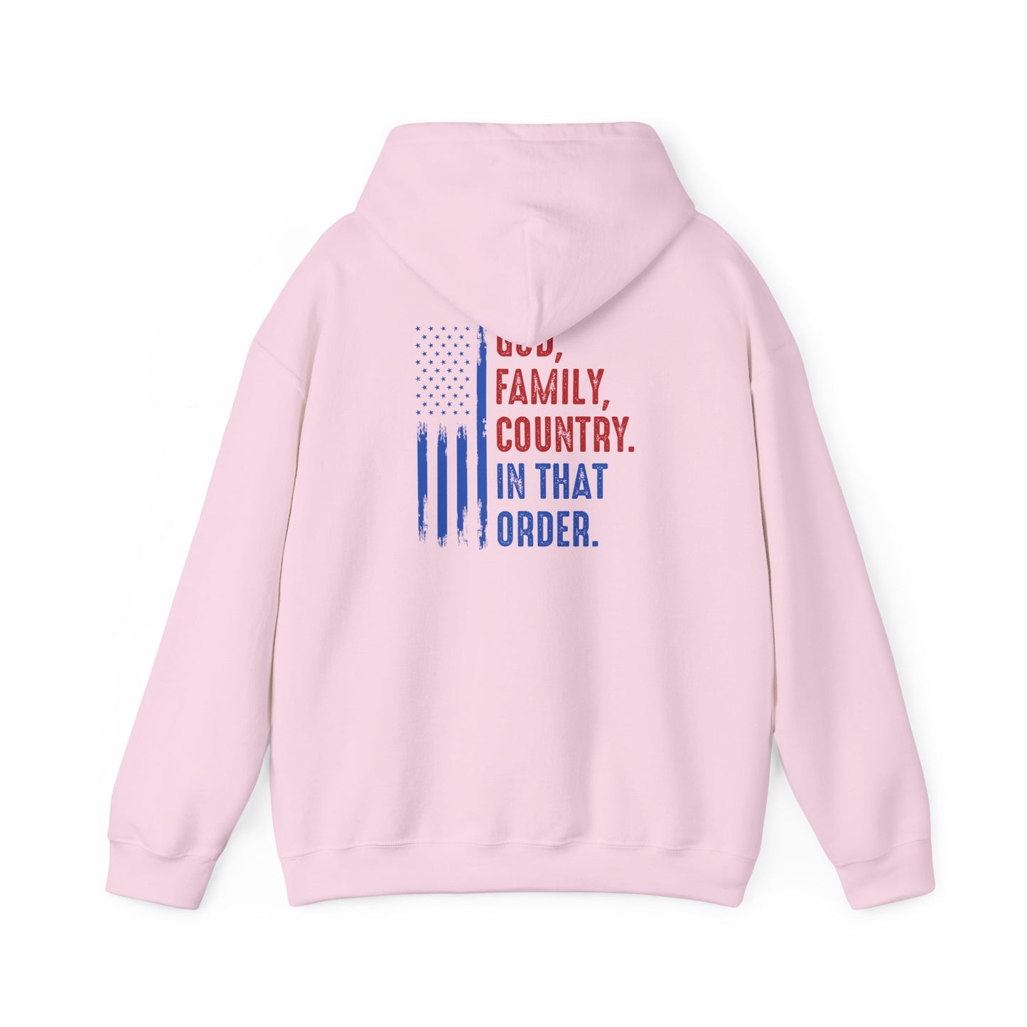 Patriotic "God, Family, Country" Hoodie — American Flag Statement Sweatshirt