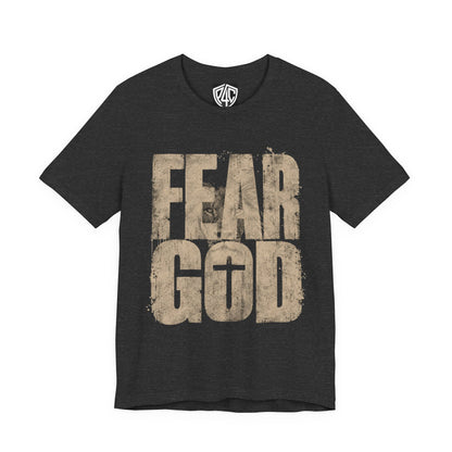 Fear God T-Shirt — Rustic Cross Faith Tee for Christians, Inspirational Religious Apparel