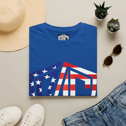 Patriotic American Flag Shield T-Shirt — Stars & Stripes Graphic Tee