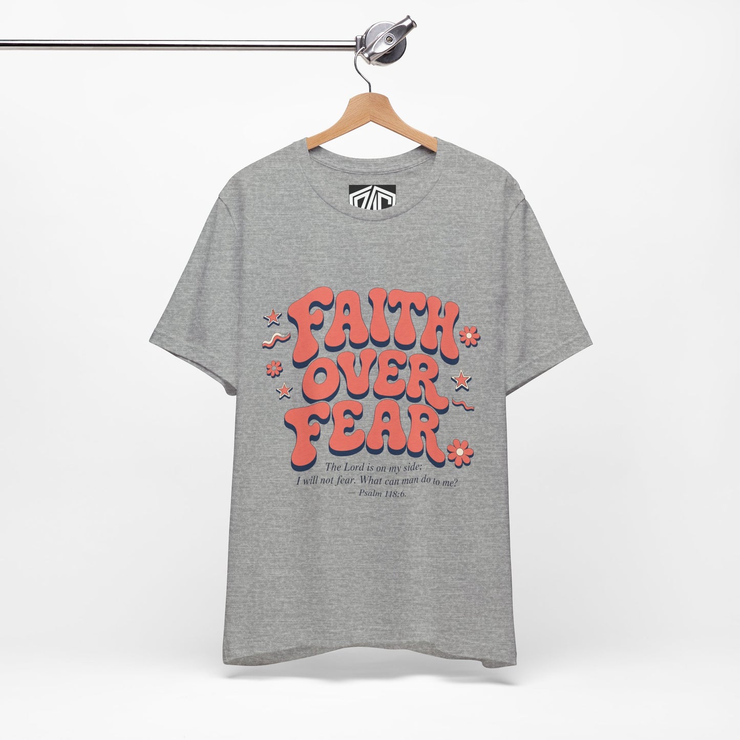 Faith Over Fear Tee — Retro Floral Inspirational Christian T‑Shirt