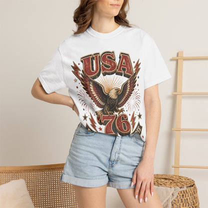 USA ’76 Eagle T-Shirt — Born Free Live Free Patriotic Tee