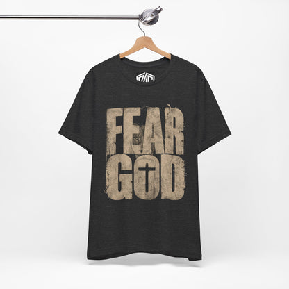 Fear God T-Shirt — Rustic Cross Faith Tee for Christians, Inspirational Religious Apparel