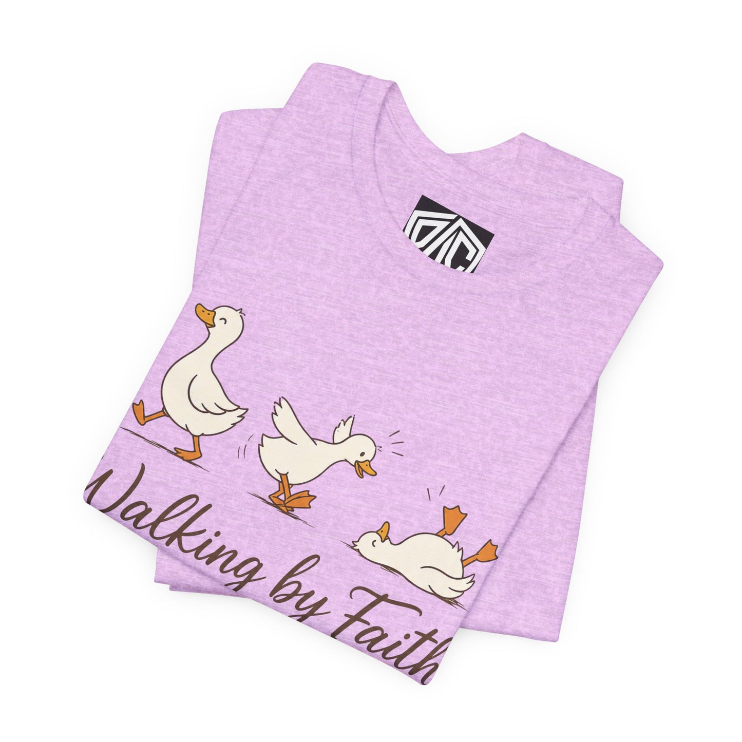 Walking By Faith T-Shirt — Cute Duck Illustration, “Walking by Faith, tripping constantly” Christian Tee