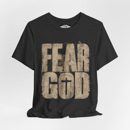 Fear God T-Shirt — Rustic Cross Faith Tee for Christians, Inspirational Religious Apparel