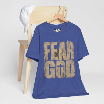 Fear God T-Shirt — Rustic Cross Faith Tee for Christians, Inspirational Religious Apparel