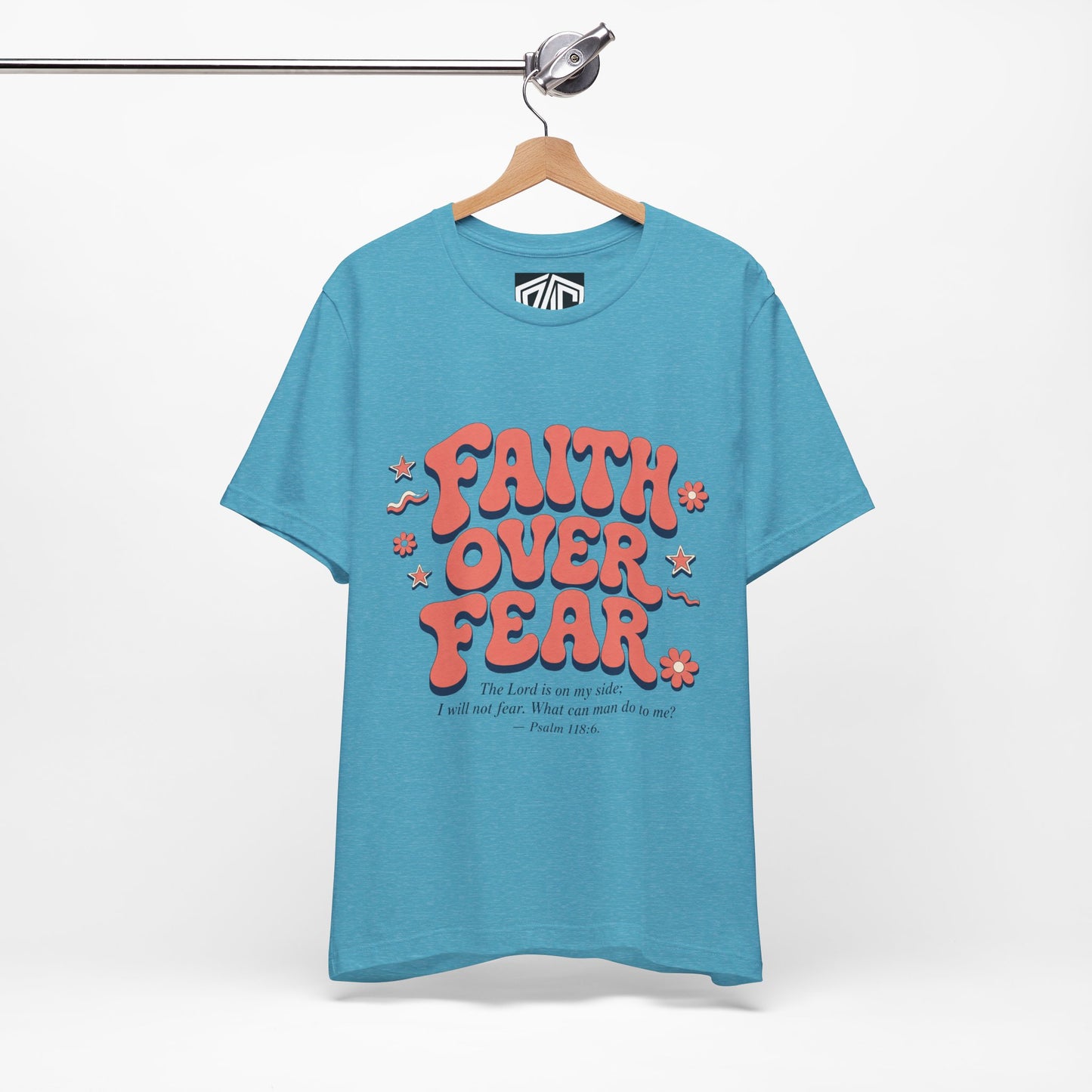 Faith Over Fear Tee — Retro Floral Inspirational Christian T‑Shirt