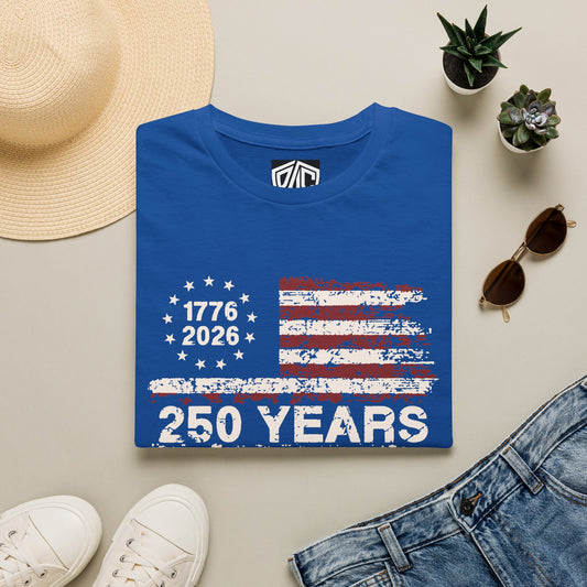 250 Years American Flag T-Shirt — 1776-2026 We The People Patriotic Tee