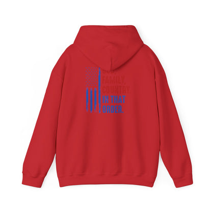 Patriotic "God, Family, Country" Hoodie — American Flag Statement Sweatshirt