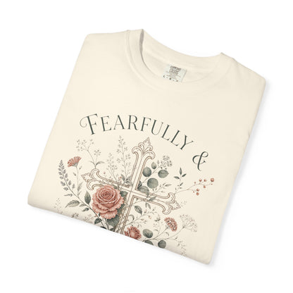 T‑Shirt — "Fearfully & Wonderfully Made" Floral Cross Graphic