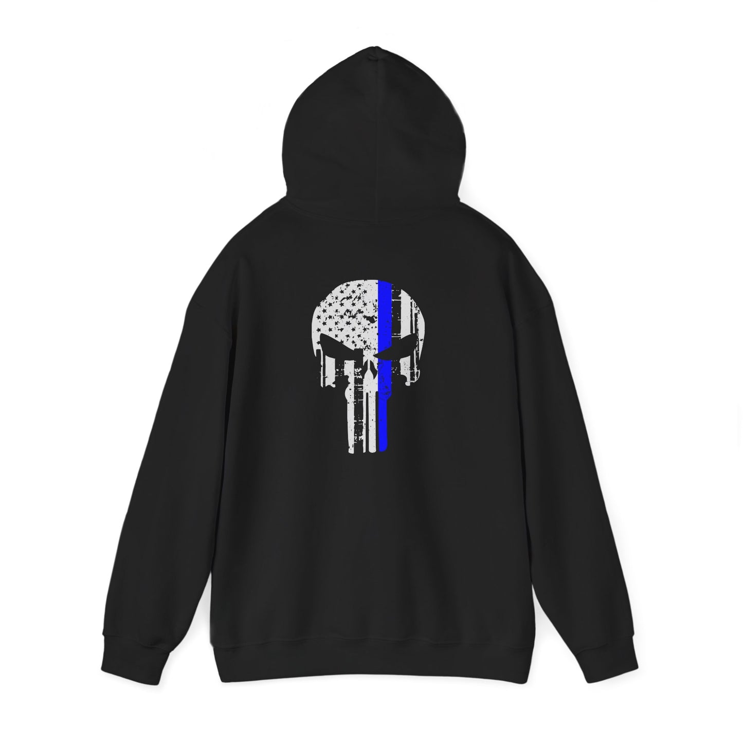 Punisher Skull Hoodie with Thin Blue Line Police Tribute