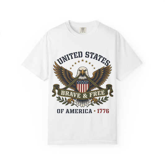 Patriotic Eagle T-Shirt — "United States Brave & Free" 1776