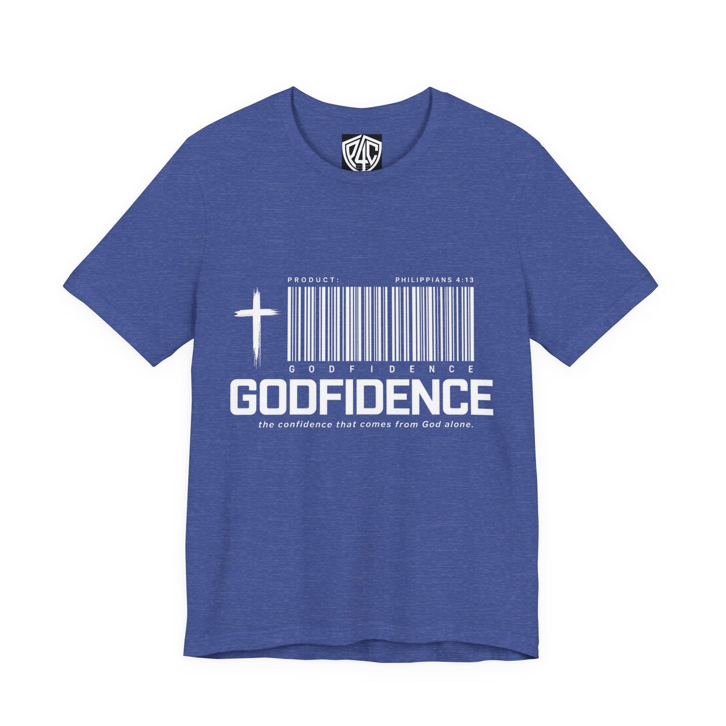 Godfidence T-Shirt — Christian Faith Tee with Cross & Barcode Design