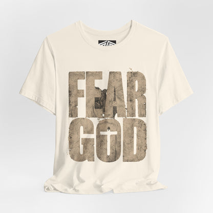 Fear God T-Shirt — Rustic Cross Faith Tee for Christians, Inspirational Religious Apparel