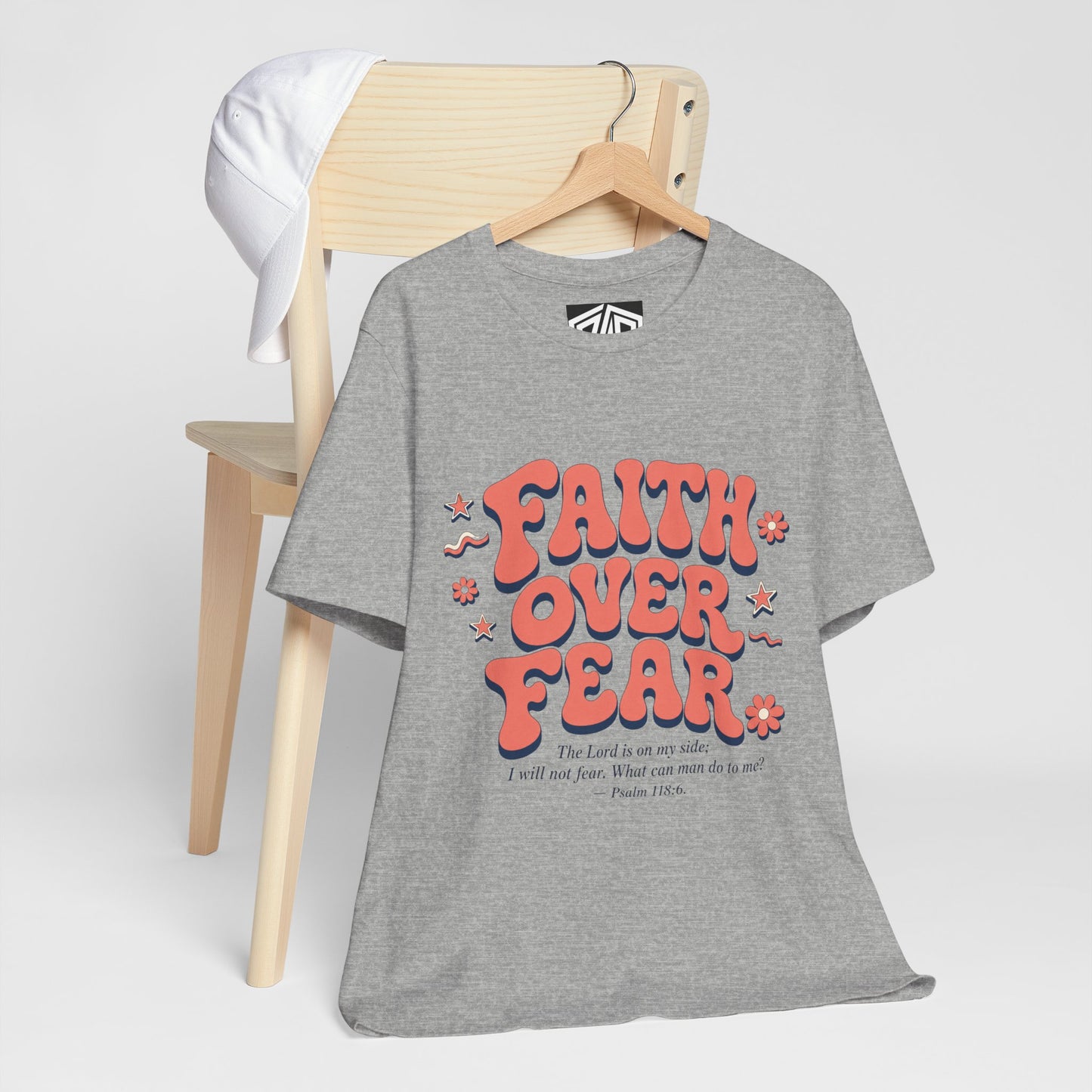 Faith Over Fear Tee — Retro Floral Inspirational Christian T‑Shirt