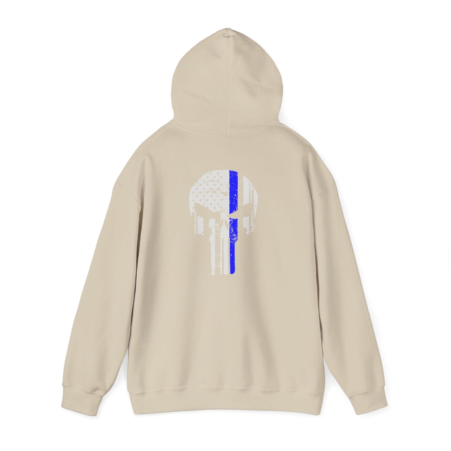 Punisher Skull Hoodie with Thin Blue Line Police Tribute
