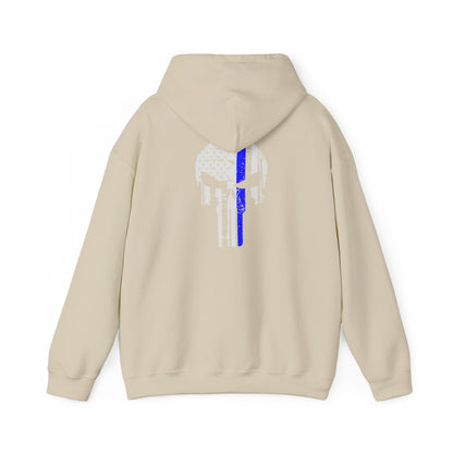 Punisher Skull Hoodie with Thin Blue Line Police Tribute