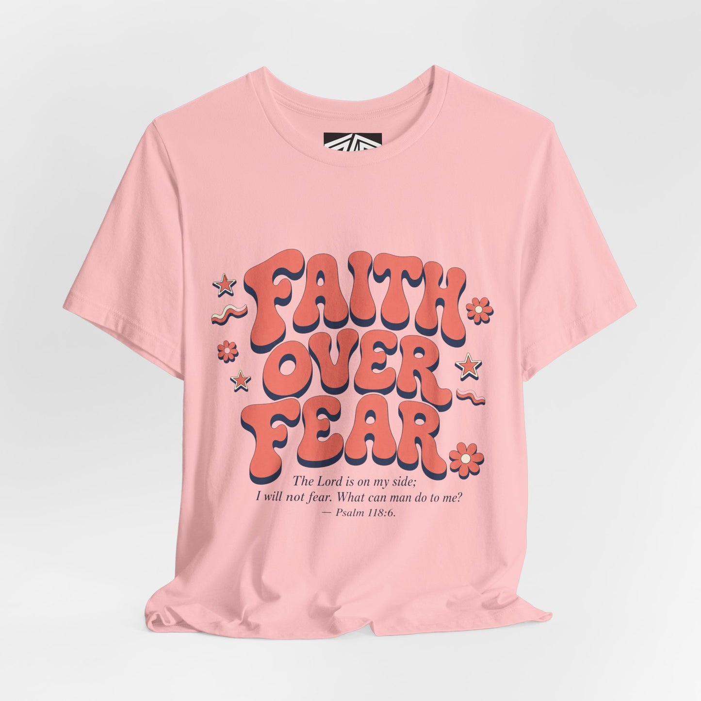 Faith Over Fear Tee — Retro Floral Inspirational Christian T‑Shirt