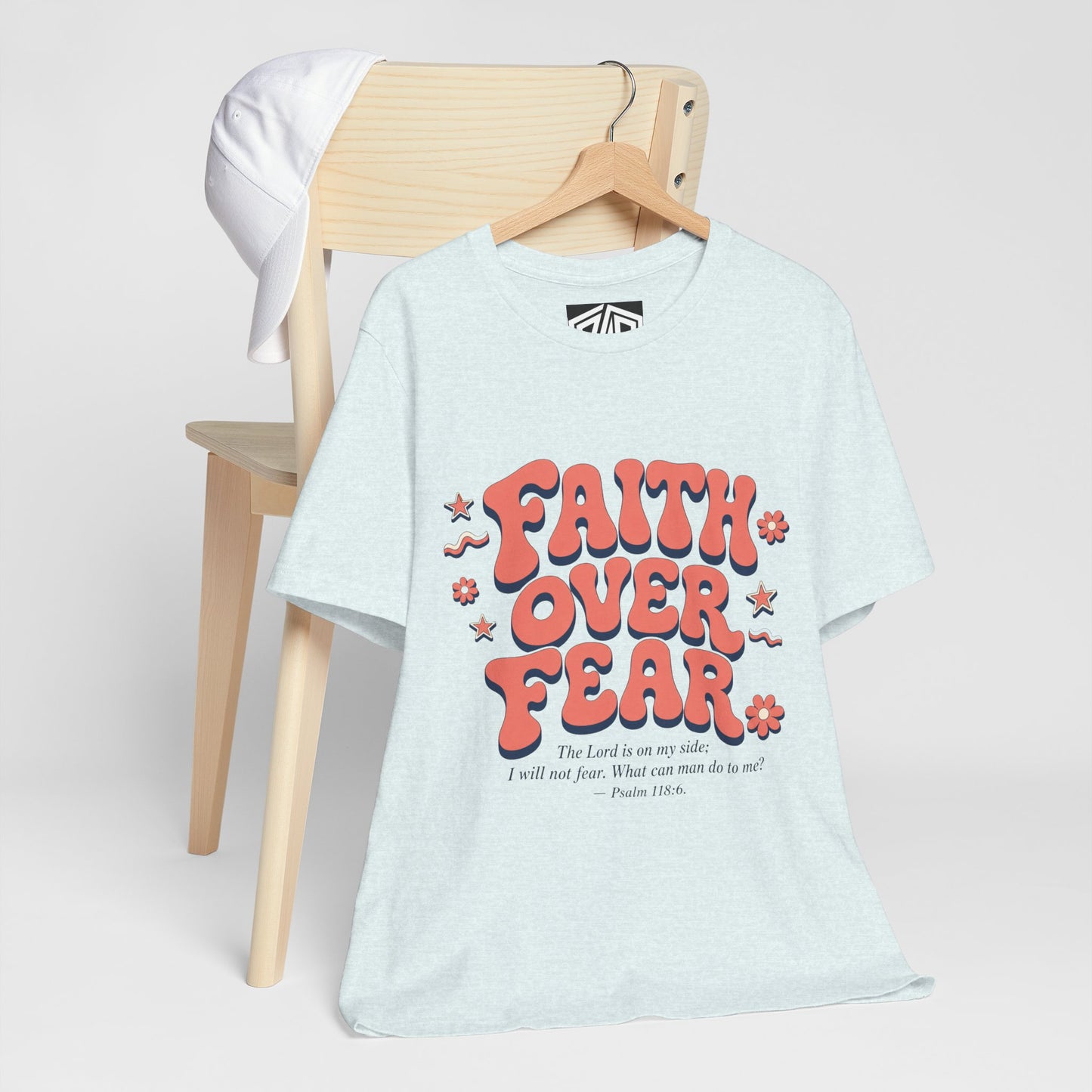 Faith Over Fear Tee — Retro Floral Inspirational Christian T‑Shirt