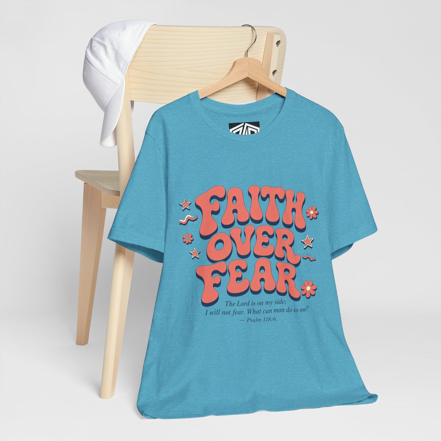 Faith Over Fear Tee — Retro Floral Inspirational Christian T‑Shirt