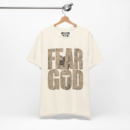 Fear God T-Shirt — Rustic Cross Faith Tee for Christians, Inspirational Religious Apparel