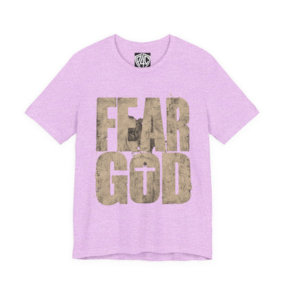 Fear God T-Shirt — Rustic Cross Faith Tee for Christians, Inspirational Religious Apparel
