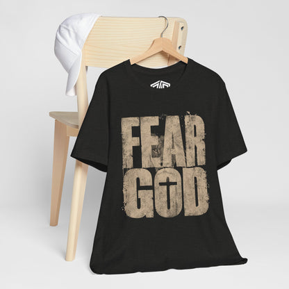 Fear God T-Shirt — Rustic Cross Faith Tee for Christians, Inspirational Religious Apparel