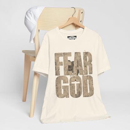 Fear God T-Shirt — Rustic Cross Faith Tee for Christians, Inspirational Religious Apparel