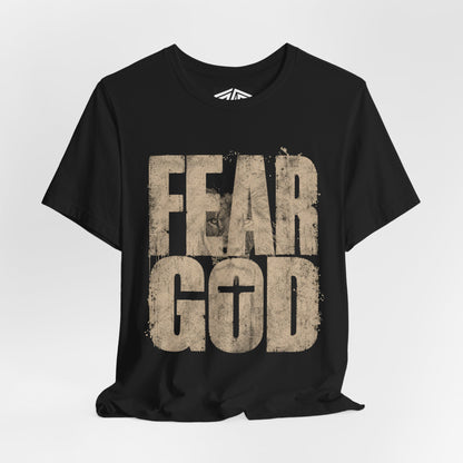 Fear God T-Shirt — Rustic Cross Faith Tee for Christians, Inspirational Religious Apparel