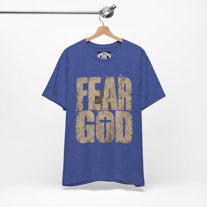 Fear God T-Shirt — Rustic Cross Faith Tee for Christians, Inspirational Religious Apparel