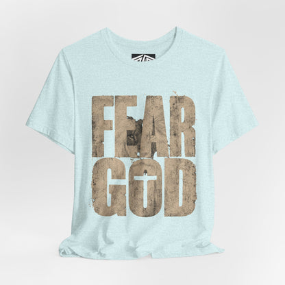 Fear God T-Shirt — Rustic Cross Faith Tee for Christians, Inspirational Religious Apparel